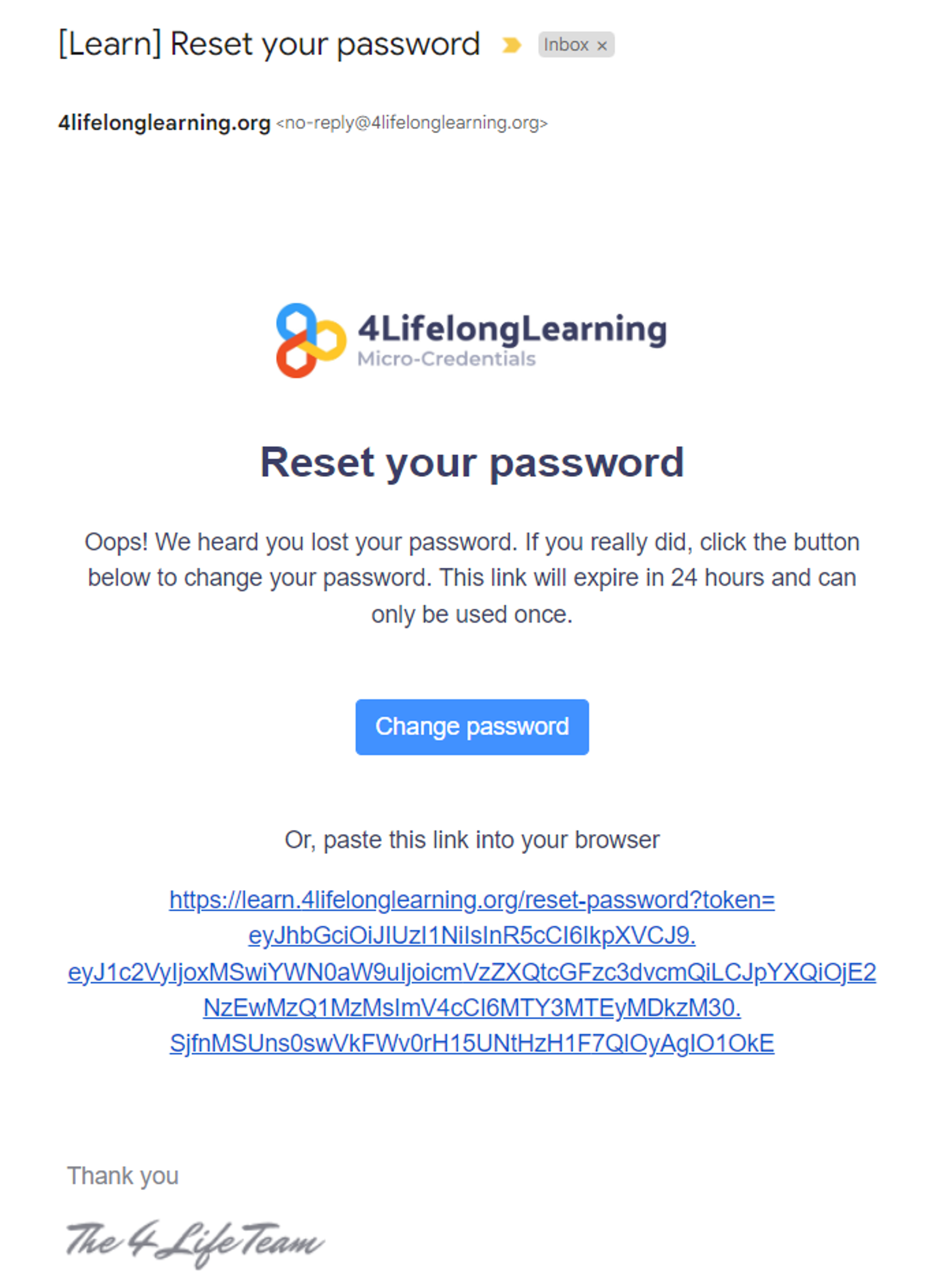 Reset password 4Life Support